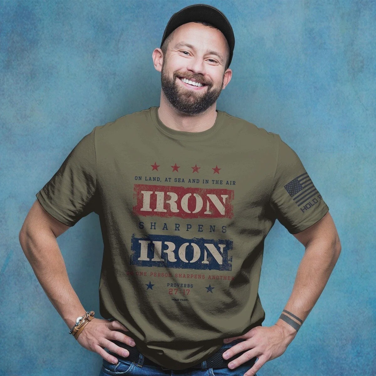 Hold Fast Iron Sharpens Iron Proverbs 27:17 Mens T-Shirt