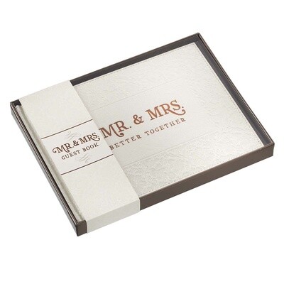 Christian Art Gifts Mr. & Mrs. Medium White Faux Leather Wedding Guest Book