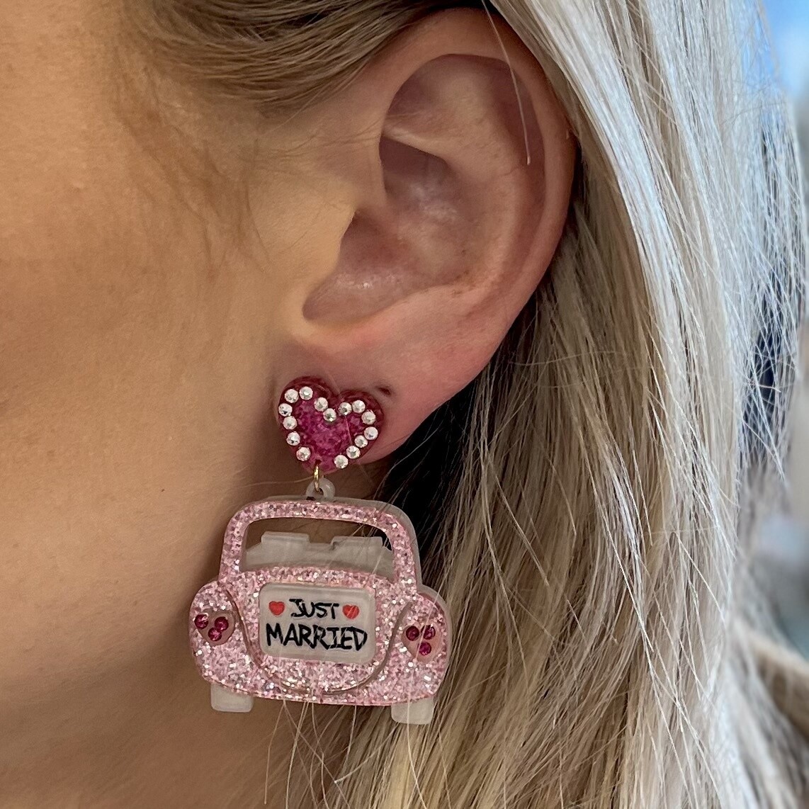 Bridal Earrings Collection Just Married, Colour: Pink Sparkle