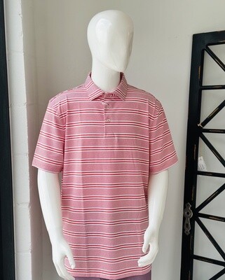 Southern Tide Red and White Striped Polo