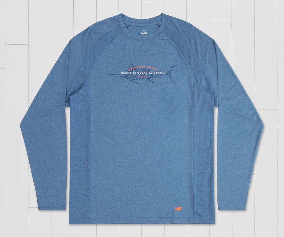 Southern Marsh FieldTec Riptide Performance Long Sleeve- Hecho Shirt, Size: Small, Colour: Royal Blue