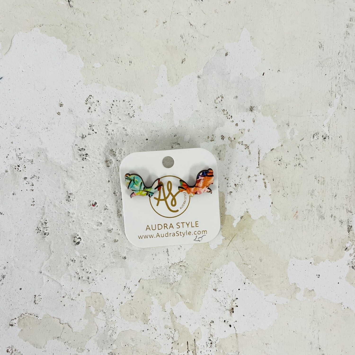 Audra Style Bunny Stud, Colour: Green and Orange