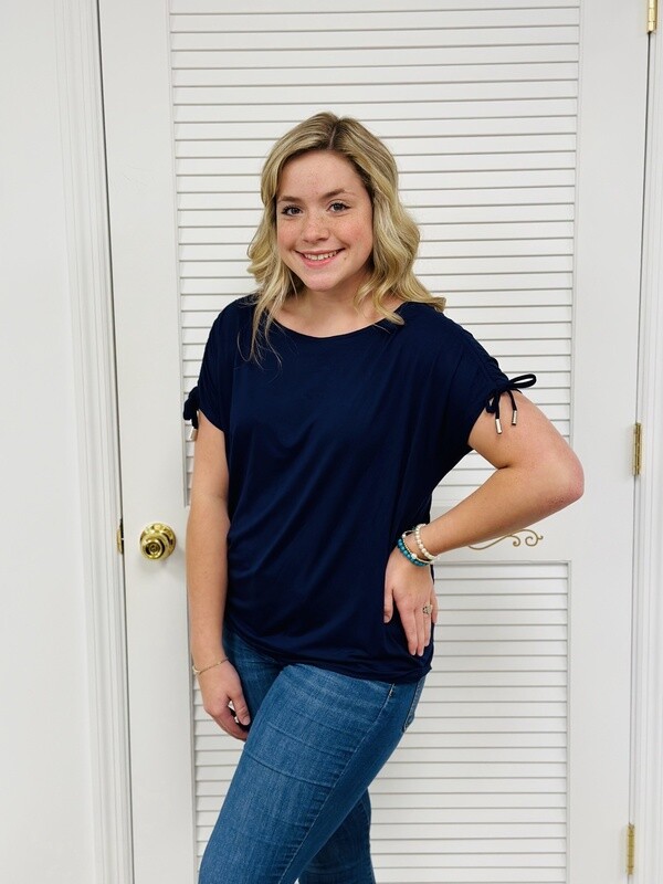 Marble Fashion Relaxed Tie Sleeve Top