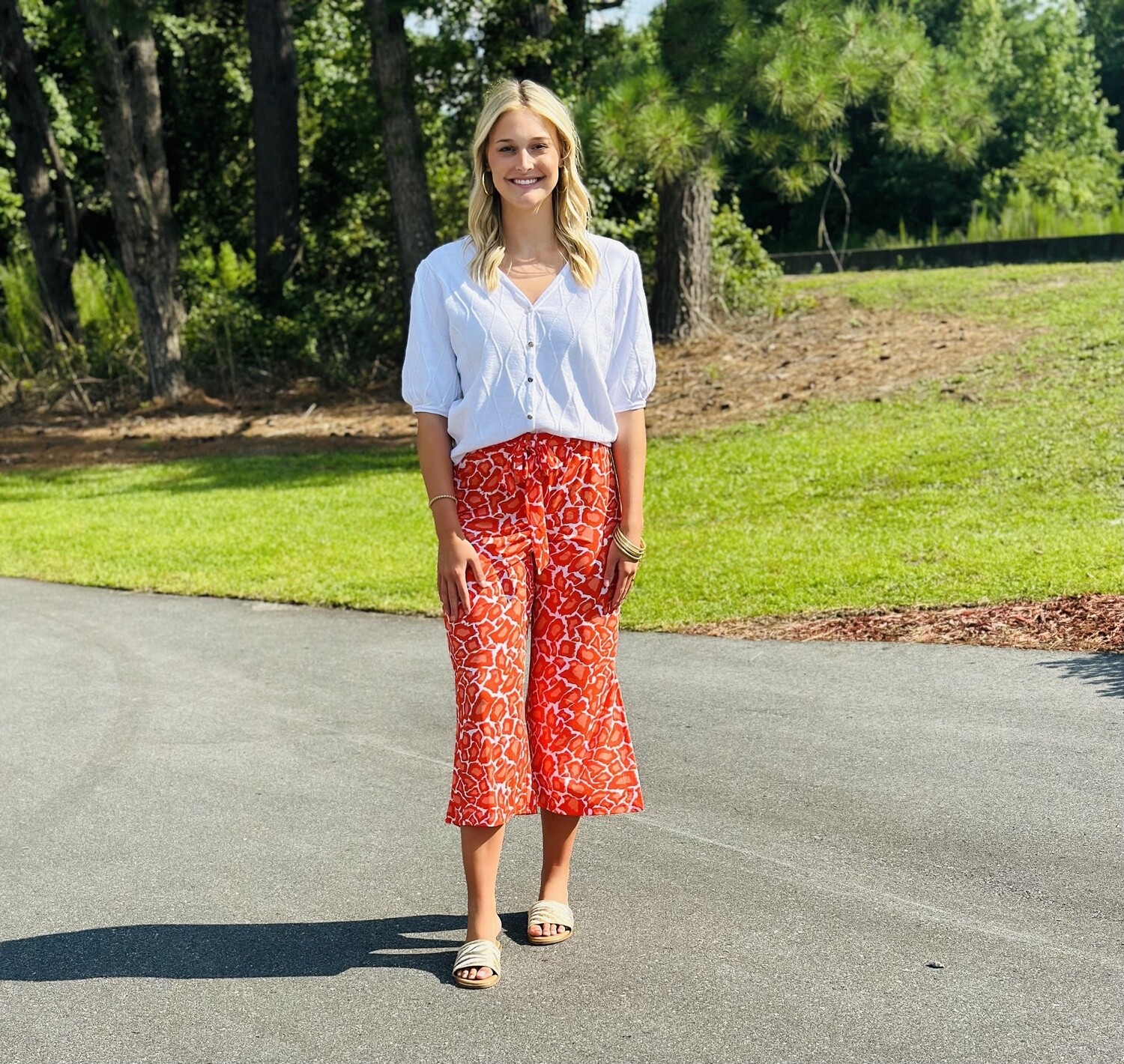 Marble Fashions Giraffe Print Flowy Pants