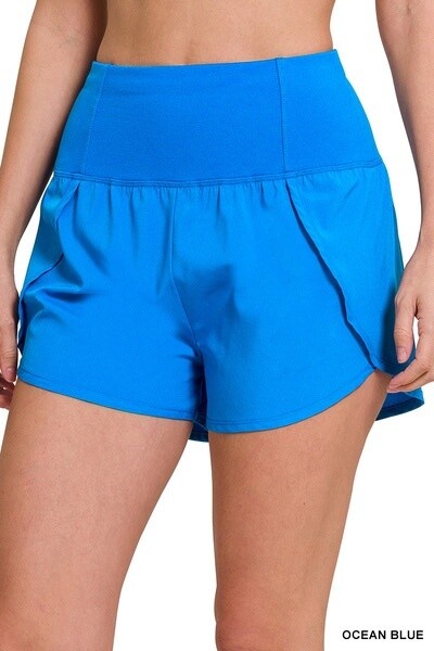 Zenana Athletic Shorts, Size: Small, Colour: Blue
