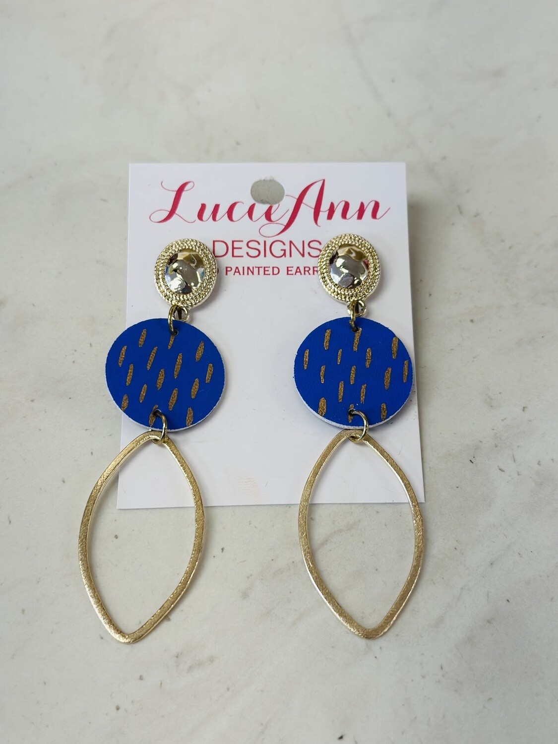 Lucie Ann Circle Leather Earrings with Smooth Gold Center