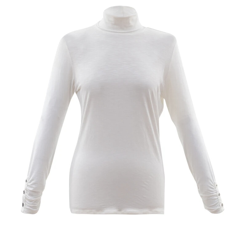 Marble Fashions  Classic Fit Polo Neck Top, Colour: White, Size: XS