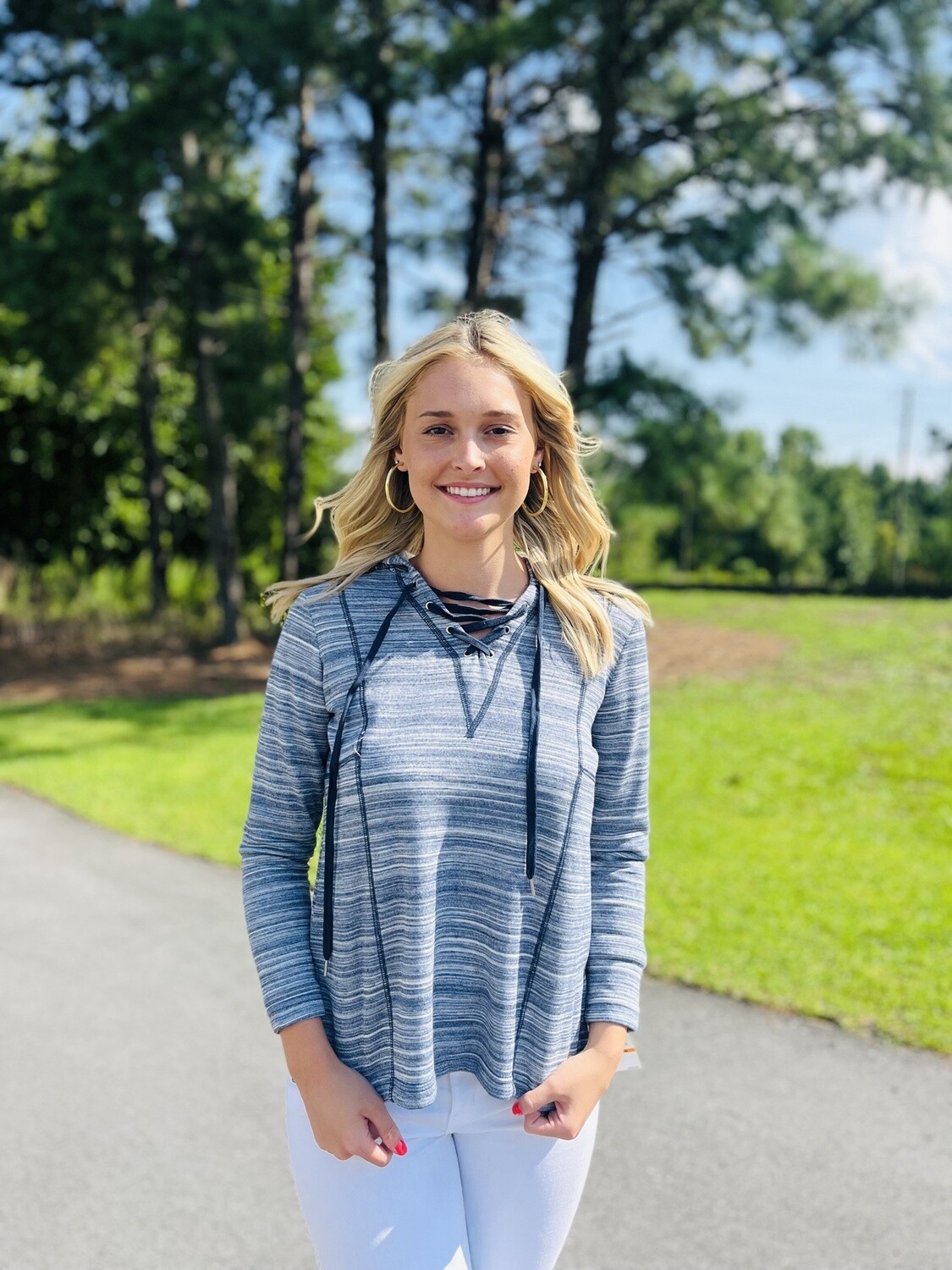 Skye&#39;s the Limit Positano Blue Tie Pullover
