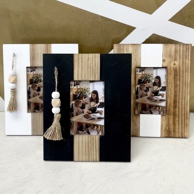 Wooden Frames with Beaded Tassel