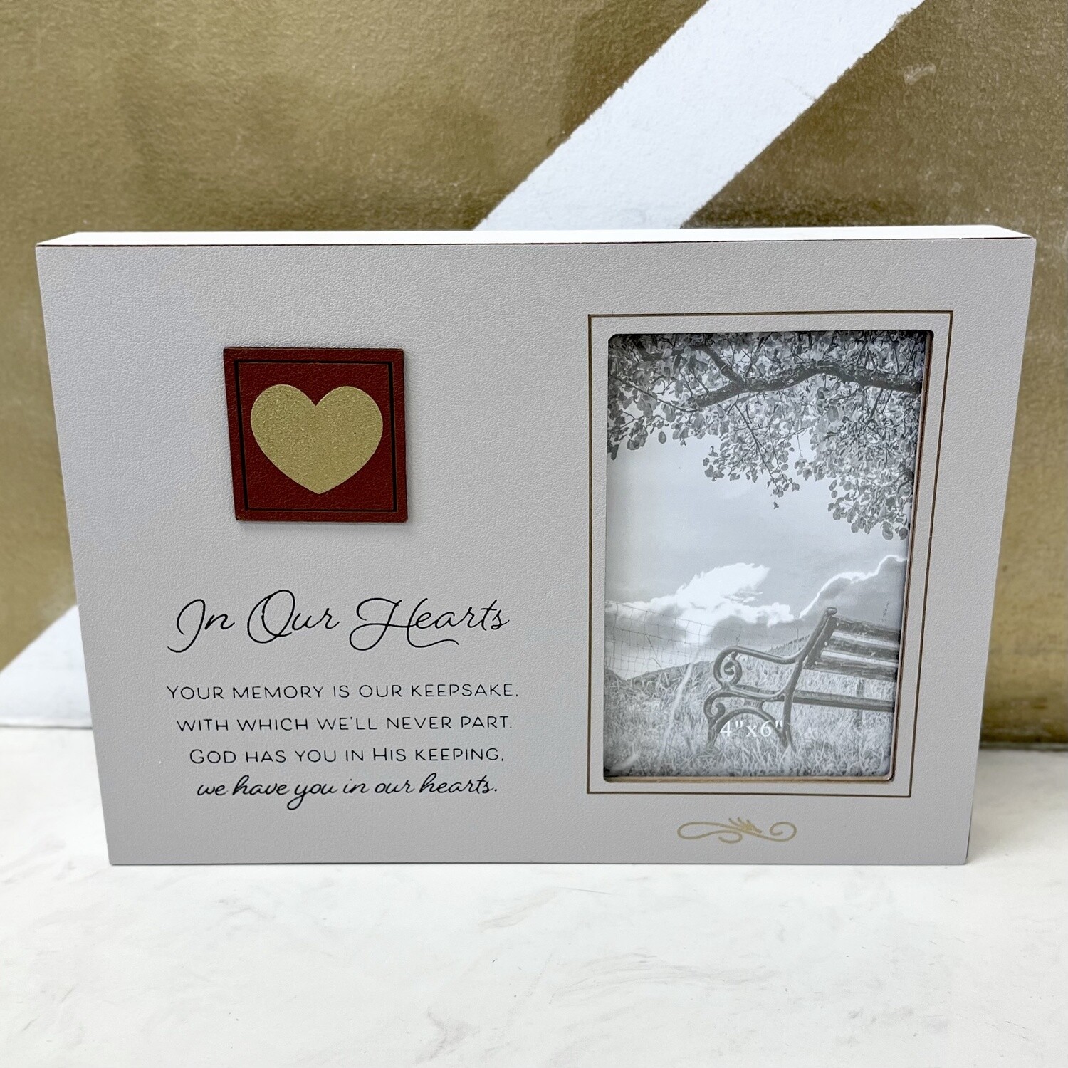 Rectangular Wooden Sympathy Picture Frames, Phrase: In Our Hearts