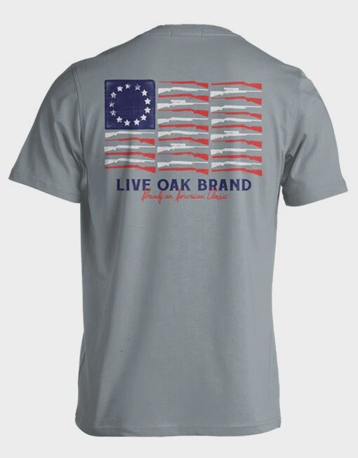 Live Oak Men&#39;s Gun Flag Short Sleeve Tee Shirt