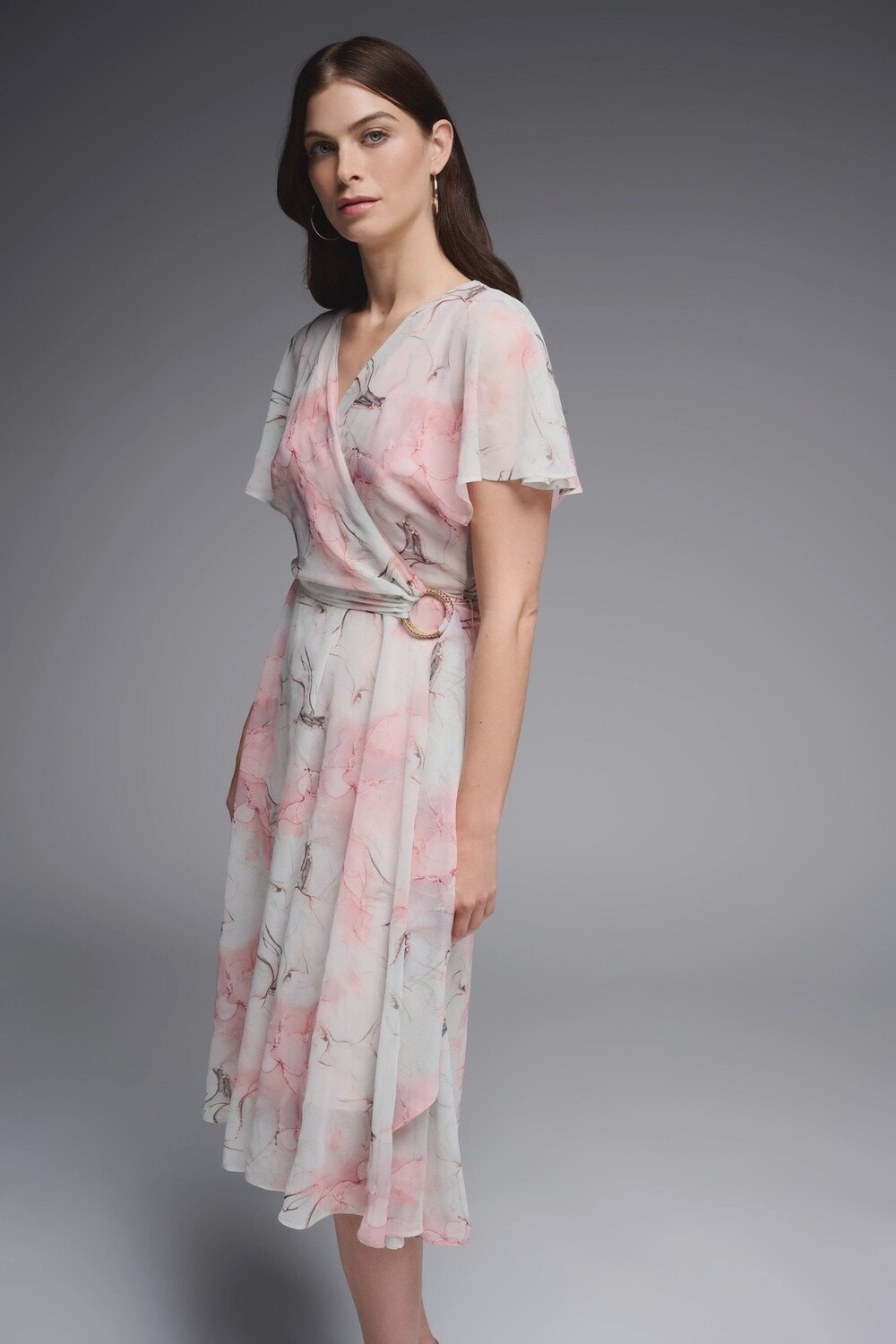 Joseph Ribkoff Abstract Print Silky Knit Wrap Dress