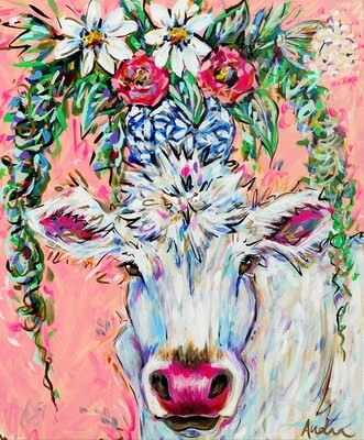 Audra Style Cow with Ginger Jar Vase Print 11x14