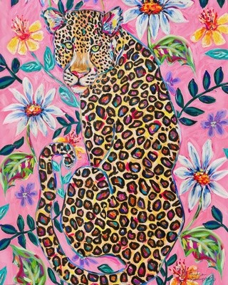 Audra Style Leopard with Floral Background Print 11x14