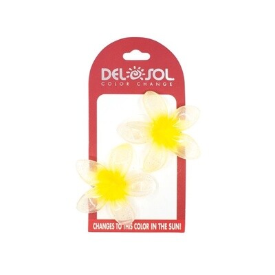 Del Sol Red/ Yellow Plumeria Hair Clips