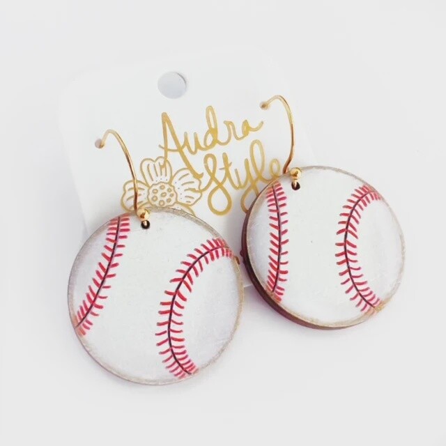 Audra Style Baseball Dangle Earrings