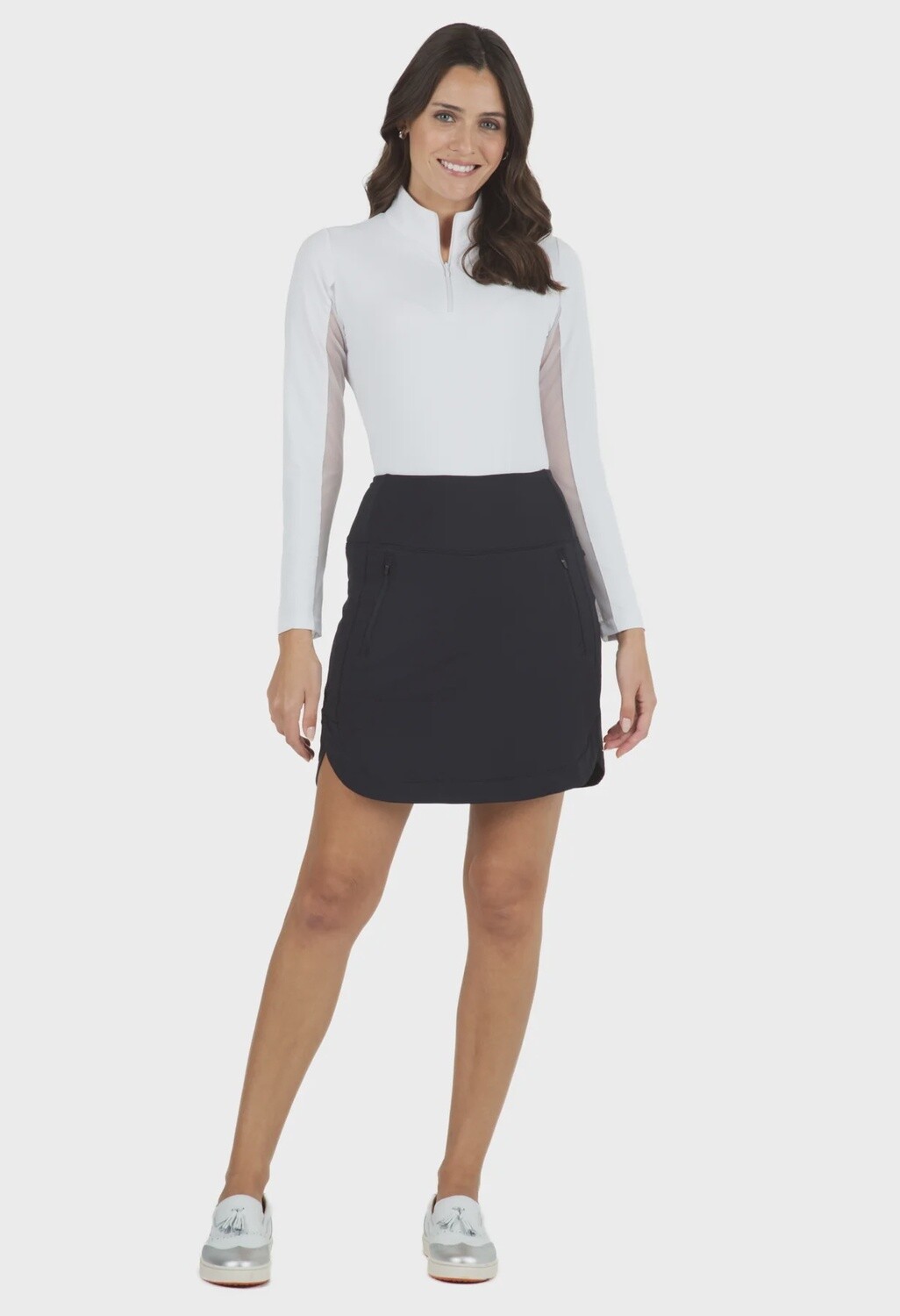 IBKUL Solid 17 1/2 in Straight Skort, Size: Small, Colour: Black