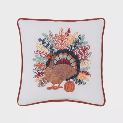 Colorful Harvest Turkey Pillow