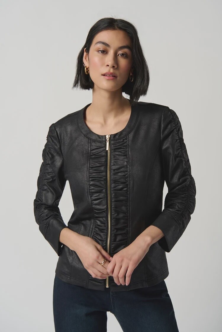 Joseph Ribkoff Foiled Knit Jacket with Ruched detail