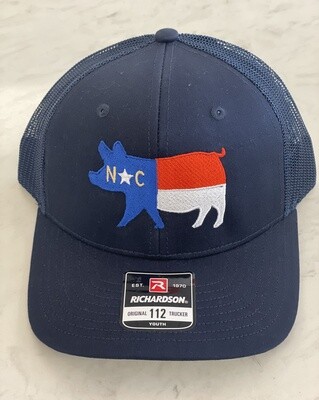 Richardson NC Pig Hat - Youth - Navy/Flag