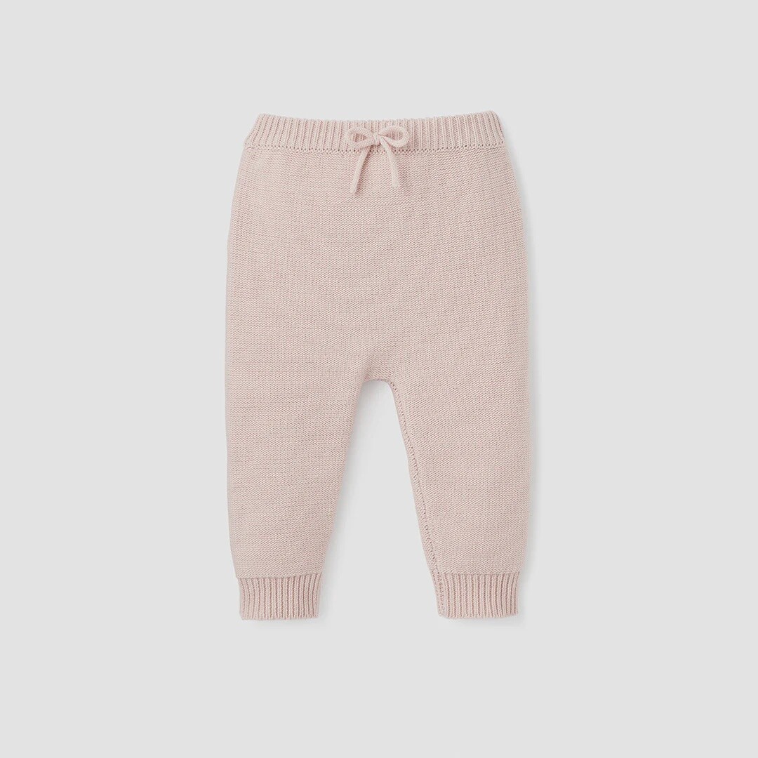 Elegant Baby Blush Garter Knit Baby Pants