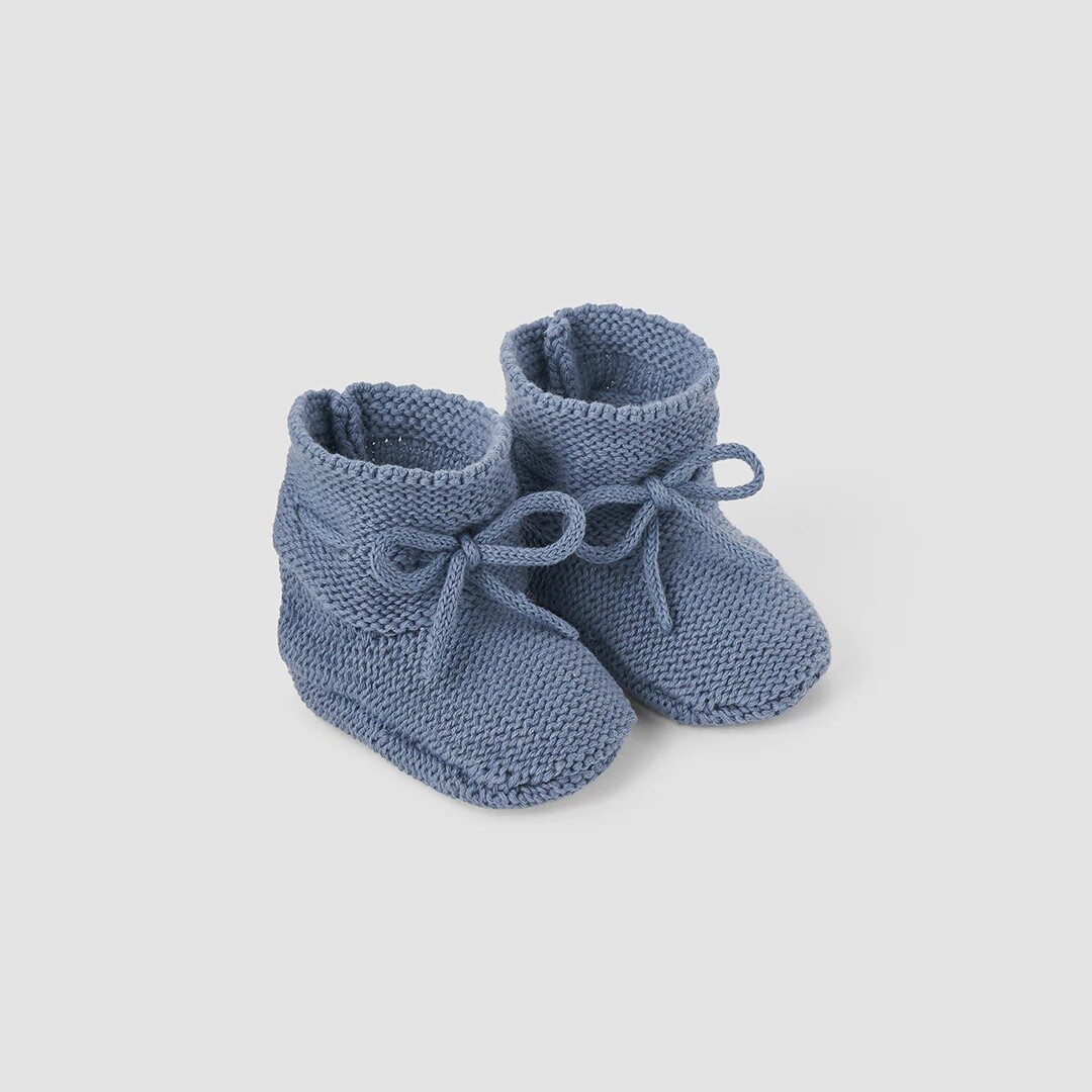 Elegant Baby Blue Slate Knit Baby Booties