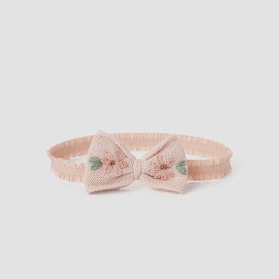 Elegant Baby Pink Embroidered Bow Headband