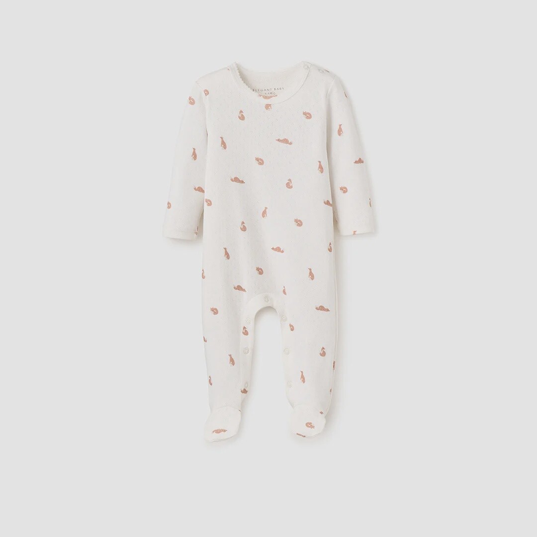 Elegant Baby Fox Printed Organic Cotton Jumpsuit