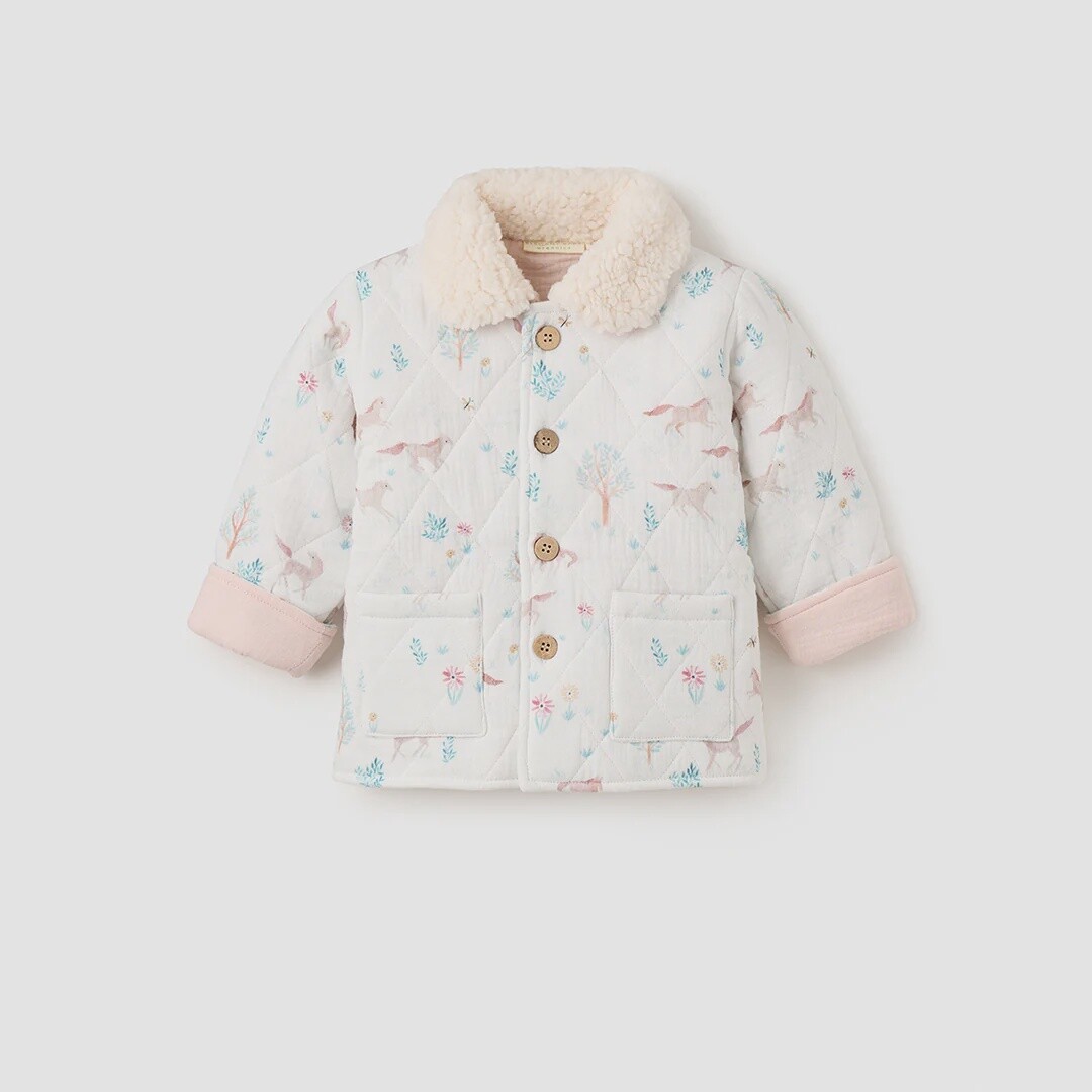 Elegant Baby Pony Meadow Organic Muslin Quilted Jacket