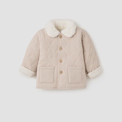 Elegant Baby Taupe Organic Muslin Quilted Jacket