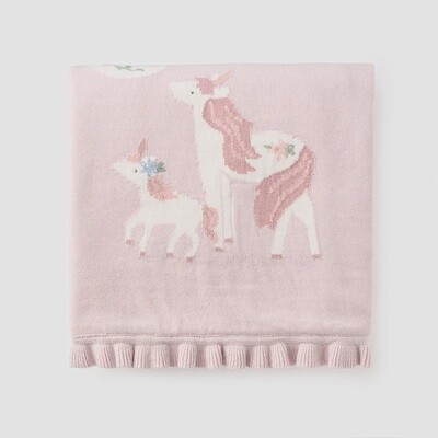 Elegant Baby Violet Unicorn Knit Fur Back Blanket
