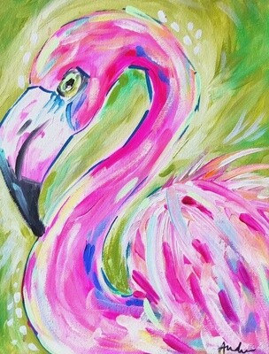 Audra Style Flamingo Green Background 8x10