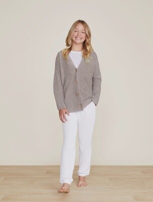 Barefoot Dreams CCL Youth Cable Button Cardigan - Beach Rock