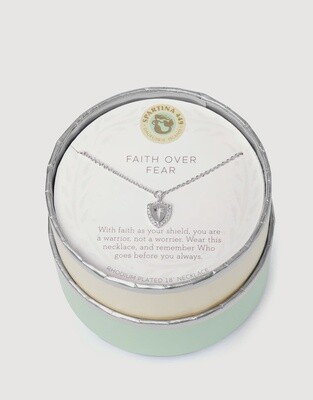 Spartina 449 SLV Necklace 18&quot; Faith Over Fear/Cross Shield