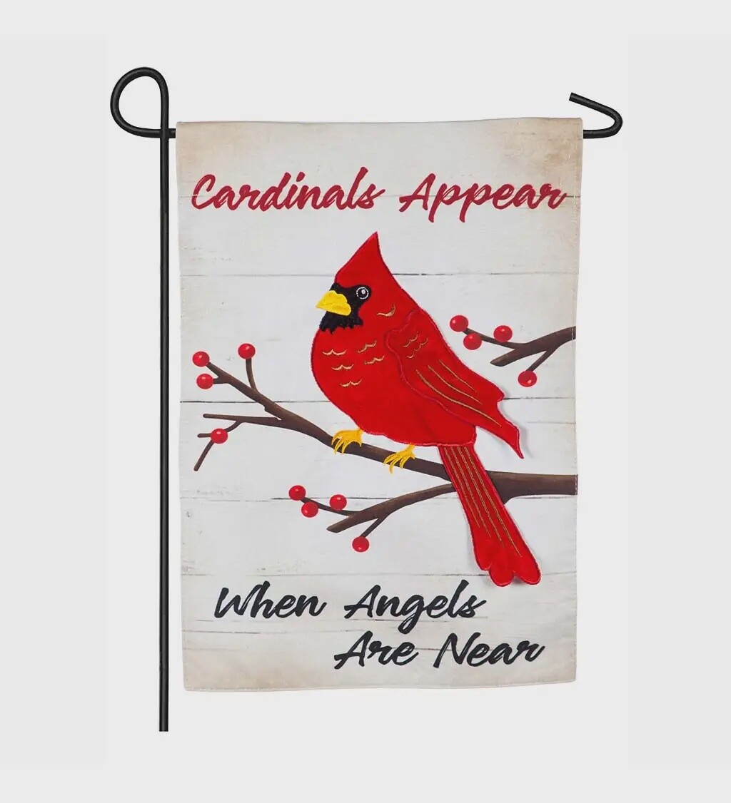 Evergreen Cardinal and Angel Garden Flag