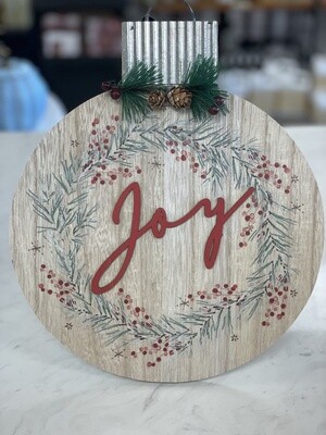 Christmas Wood Ornament Shaped Decor - Joy/Noel