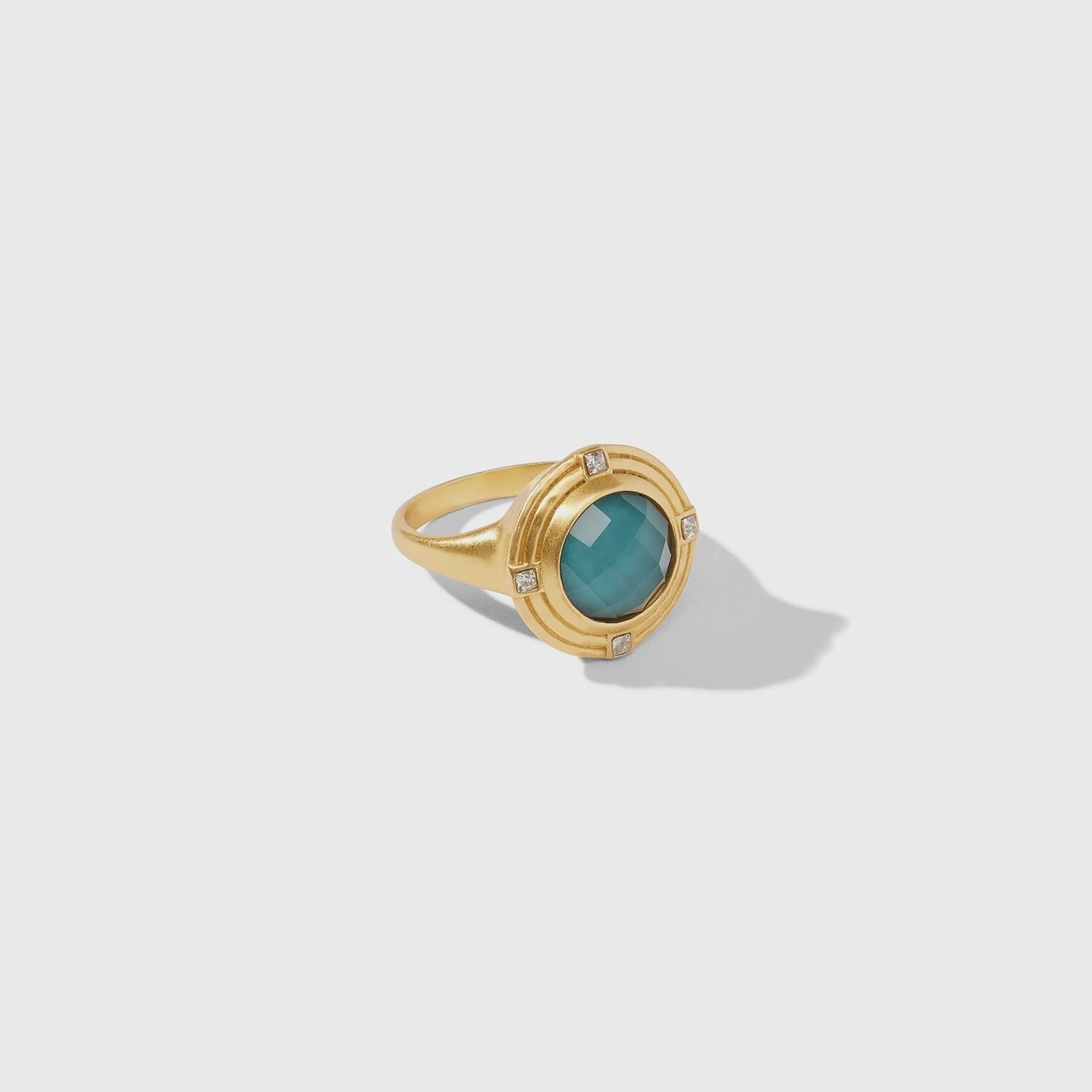 Julie Vos Astor Ring Gold Iridescent Peacock Blue Ring