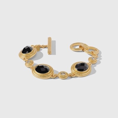 Julie Vos Tudor Stone Bracelet Gold Obsidian Black