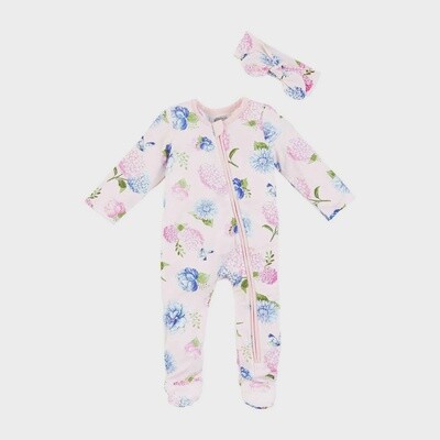Mud Pie Pink Floral Bamboo Infant Sleeper