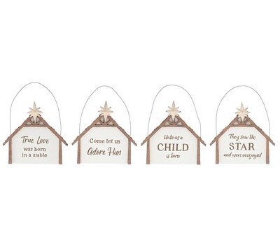 Wooden Creche Ornaments with Message