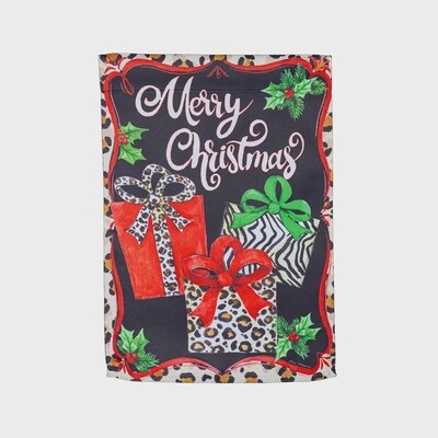 Evergreen Merry Christmas Animal Print Presents Decorative House Flag