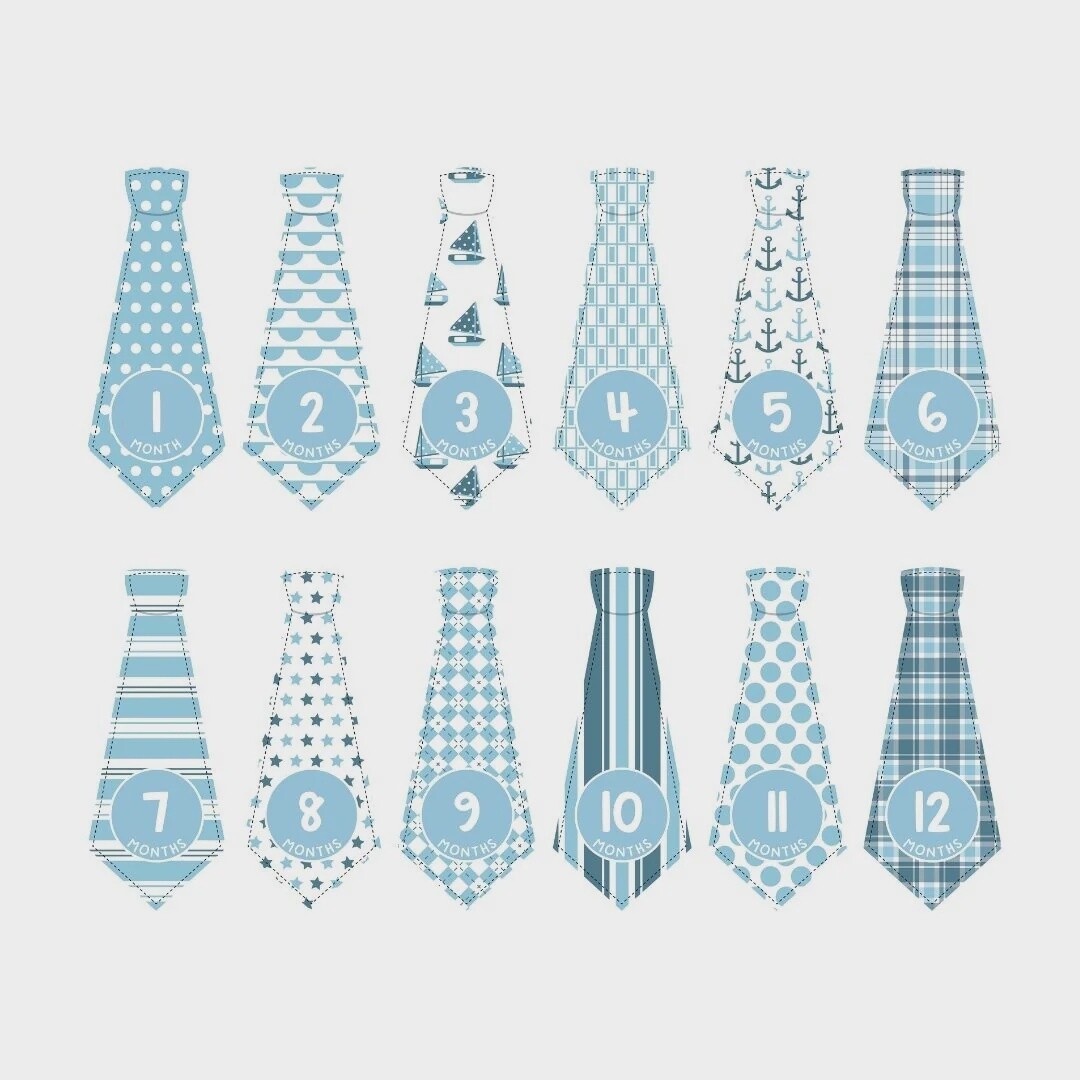 Tasty Tie Baby Boy Monthly Milestone Tie Belly Stickers