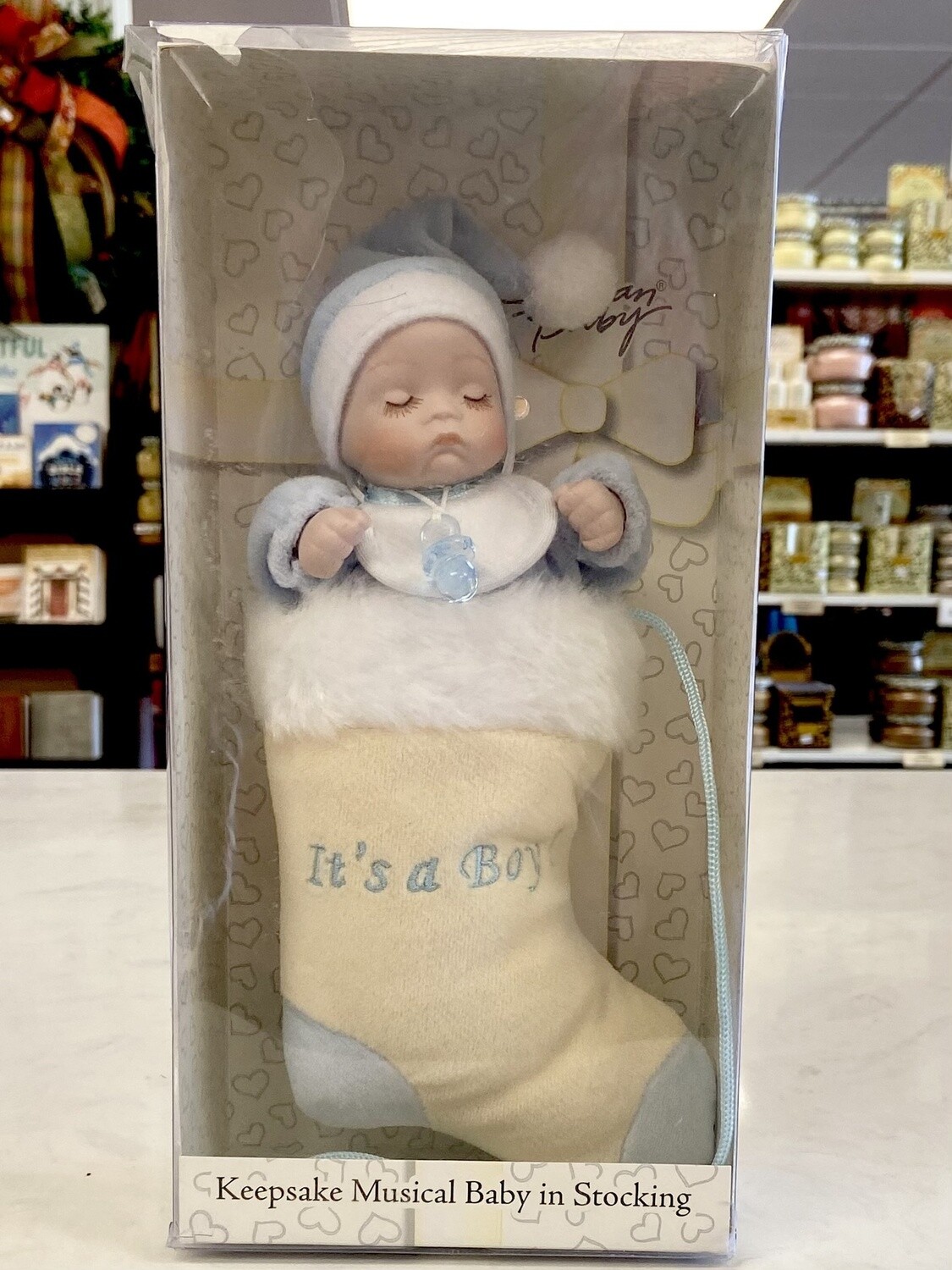 Stephan Baby Keepsake Musical Baby in Stocking-Boy