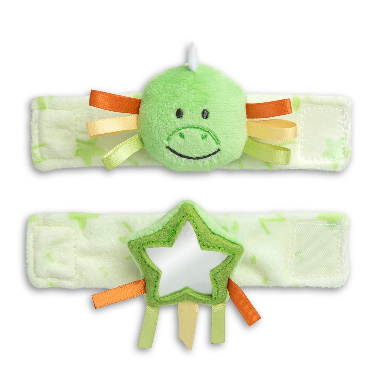 Demdaco Wrist Rattle and Mirror Set- Dinosaur