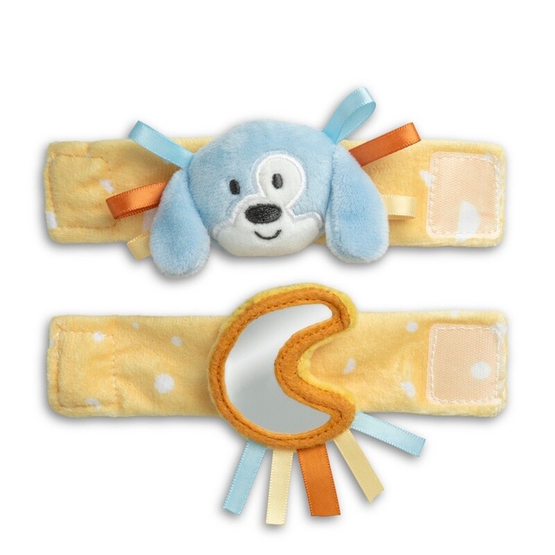 Demdaco Wrist Rattle and Mirror Set- Puppy