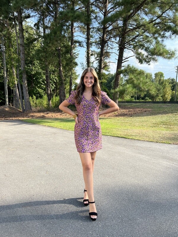 Jade Viol Jaguar V-Neck Short Sleeve Dress