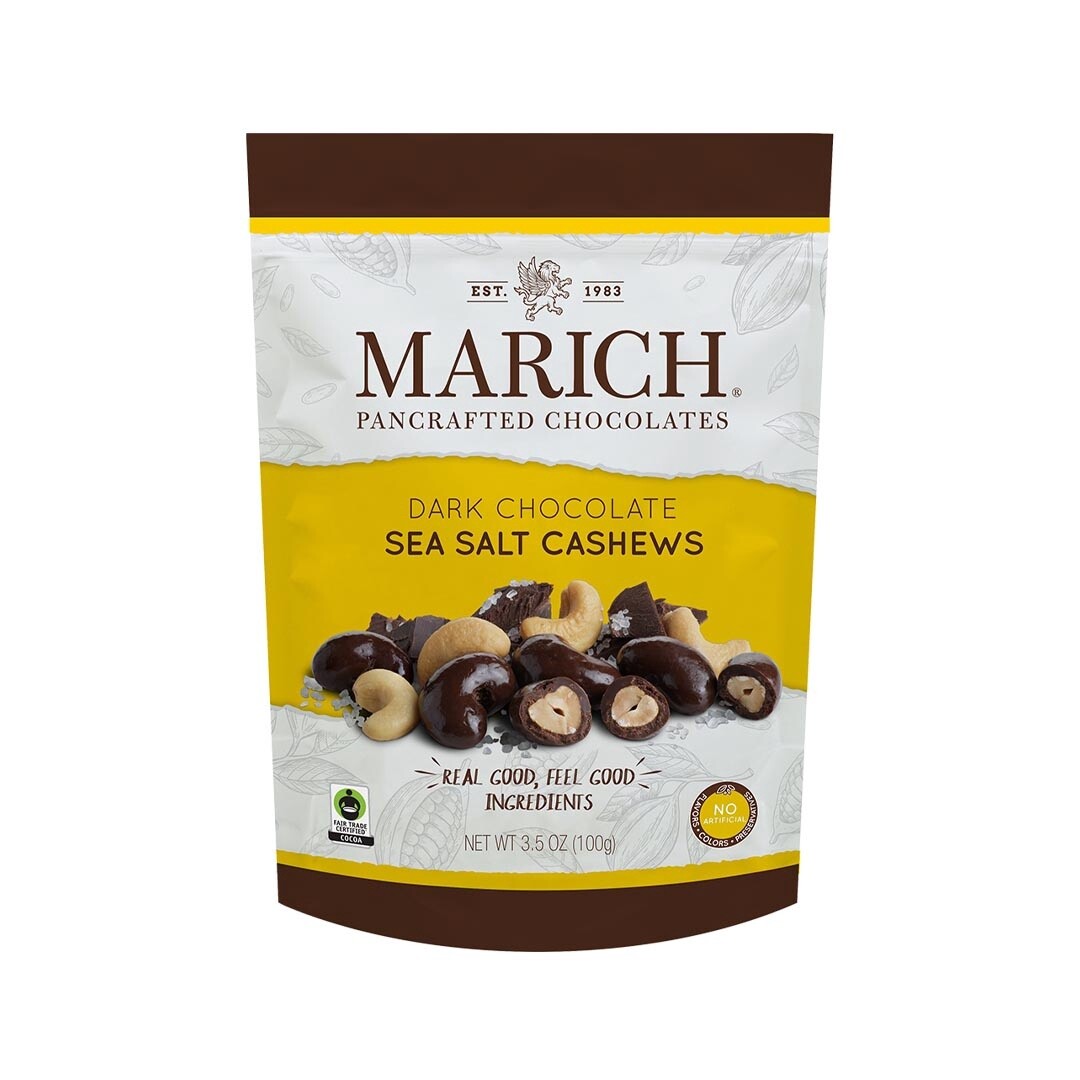 Marich Dark Chocolate Sea Salt Cashews 3.5oz.
