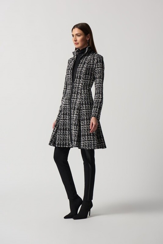 Joseph Ribkoff Black/White Plaid Coat