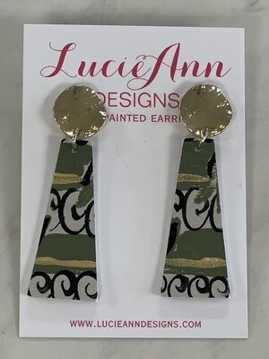 LucieAnn Designs Long Pyramid Earrings in Green