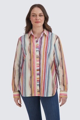 Foxcroft Boyfriend No Iron Watercolor Stripe Tunic